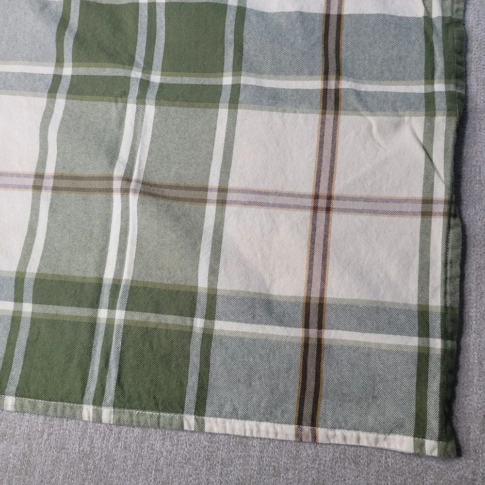 Pottery Barn Green Plaid Pillow Covers Set of 2 Square 24x24 Cotton Shams 2010